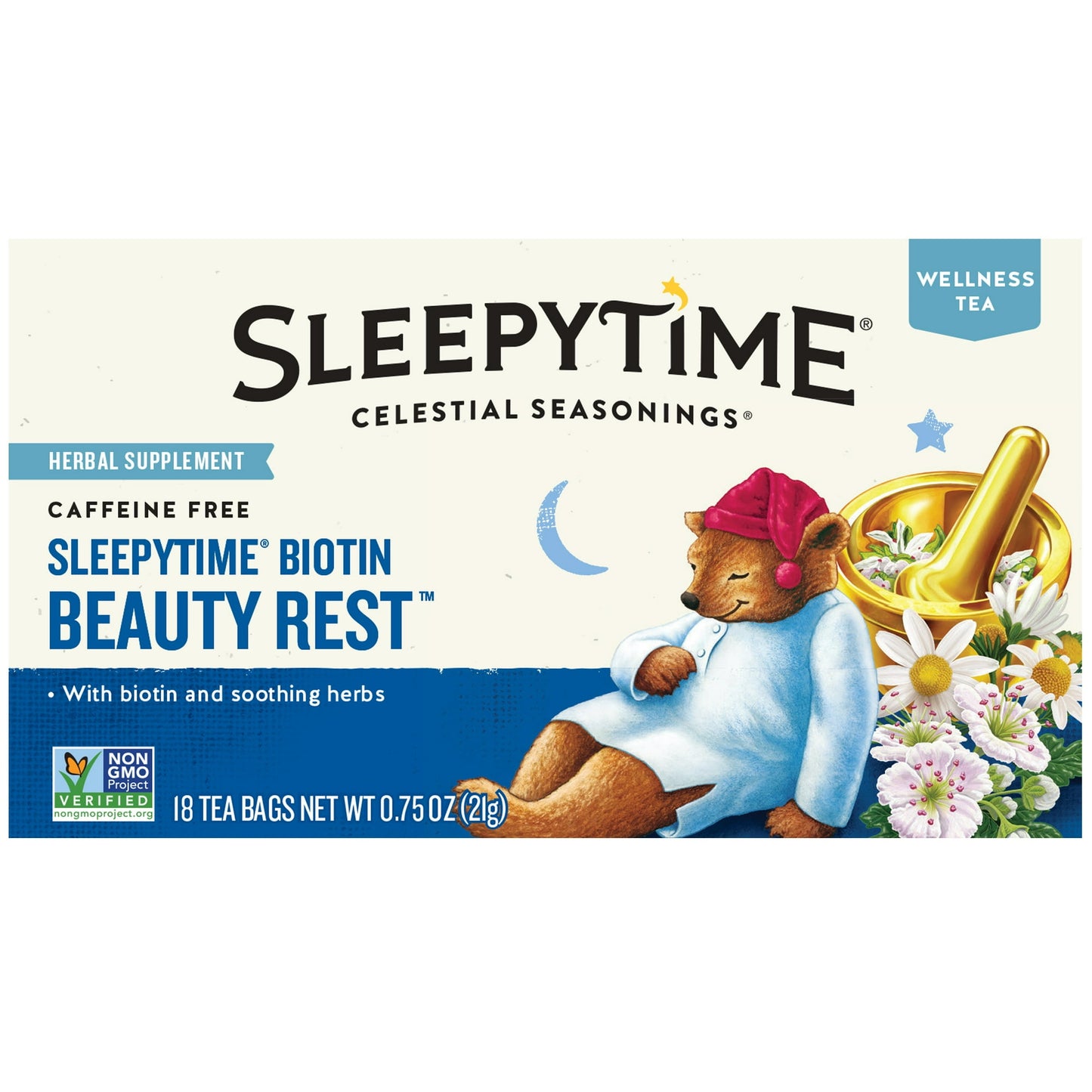 Celestial Seasonings Sleepytime Wellness Biotin Beauty Rest Herbal Tea Bags (18 Count)