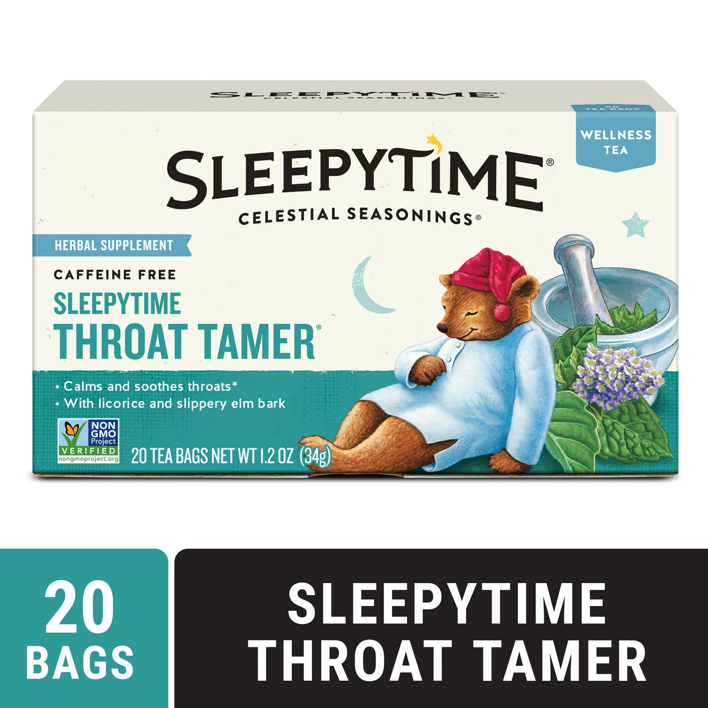 Celestial Seasonings Sleepytime Wellness Throat Tamer Herbal Tea Bags (20 Count)
