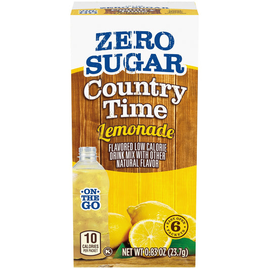 Country Time On-The-Go Powdered Drink Mix, Zero Sugar Lemonade, 6 ct, 0.83 oz - Packets, Pack of 3
