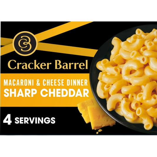 Cracker Barrel Sharp Cheddar Mac N Cheese Macaroni and Cheese Dinner, 14 oz Box, Shelf-Stable (Pack of 2)