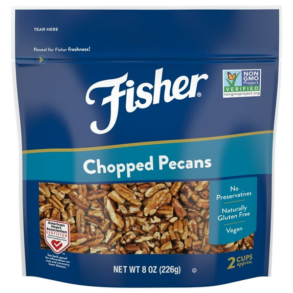 Fisher Chef's Naturals Gluten Free, No Preservatives, Non-GMO Chopped Pecans, 8 oz Bag