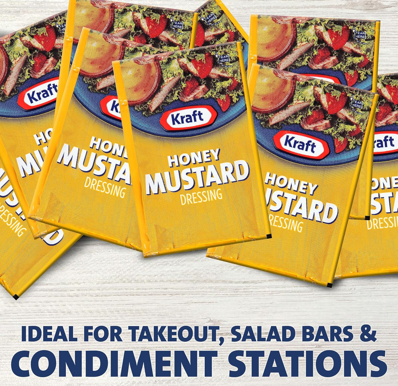 Kraft Honey Mustard Salad Dressing Single Serve Packet (1.5 oz Packets, Pack of 60)