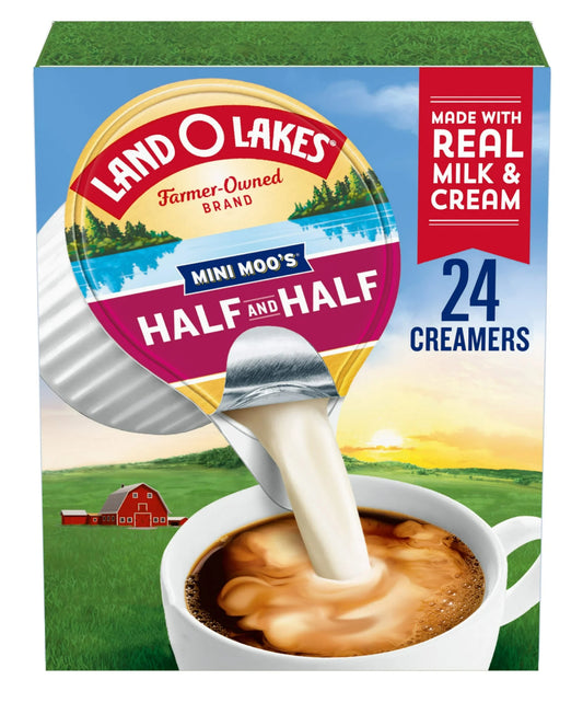 Land O Lakes Mini Moo’s Half And Half Creamer Singles, 24 Count (Pack of 2)