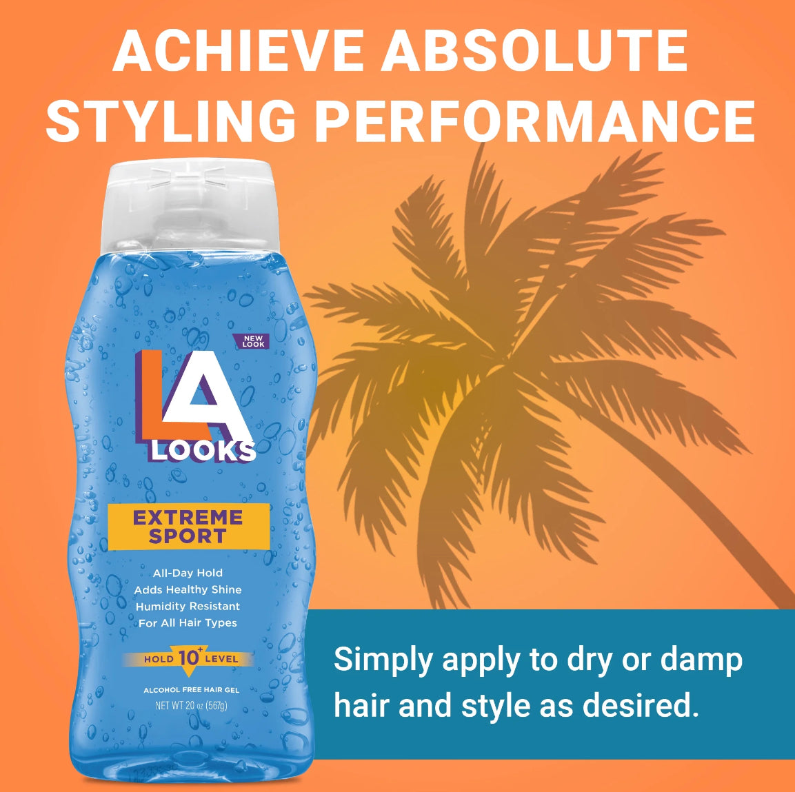 L.A. LOOKS Extreme Sport Tri-Active Hold Gel, for All Hair Types, 20 oz