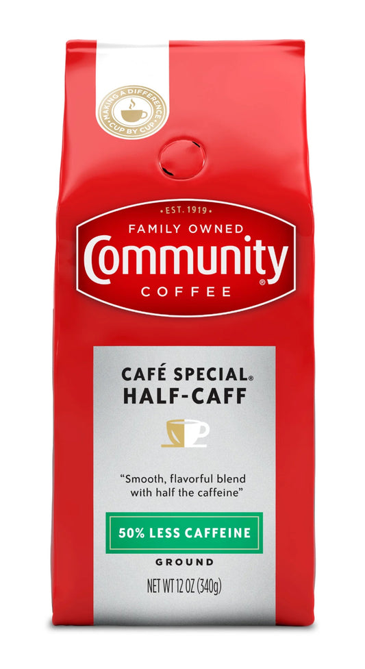 Community Coffee Café Special Half - Caff Medium-Dark Roast Ground 12 oz (Pack of 2)