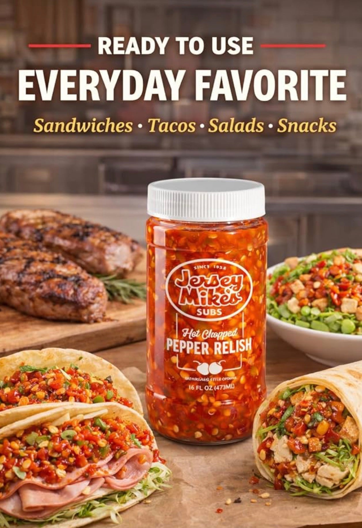Jersey Mike's Subs Hot Chopped Pepper Relish, 16 oz
