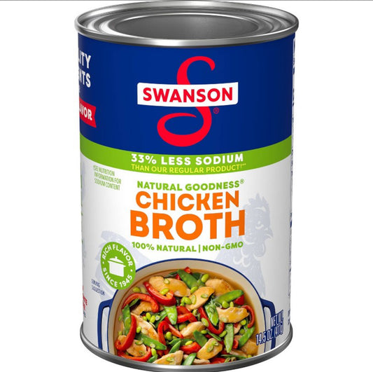 Swanson Natural Goodness 33% Less Sodium Chicken Broth, 14.5 oz Can (Pack of 2)