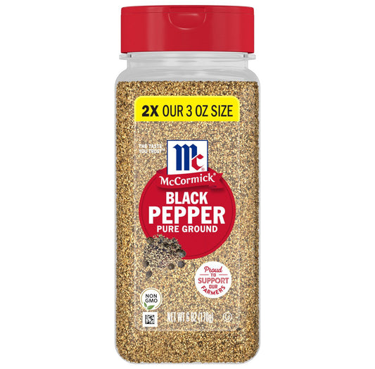 McCormick Pure Ground Black Pepper, 6 oz (Pack of 2)