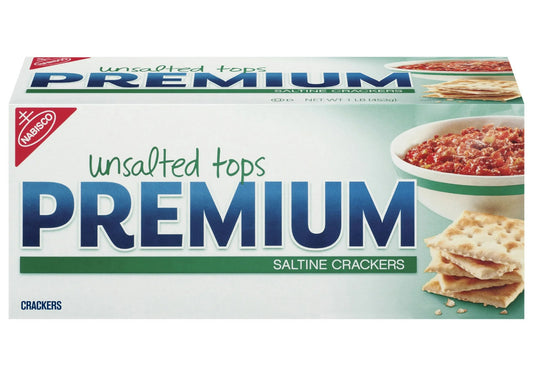 Premium Unsalted Tops Saltine Crackers, 16 oz (Pack of 2)