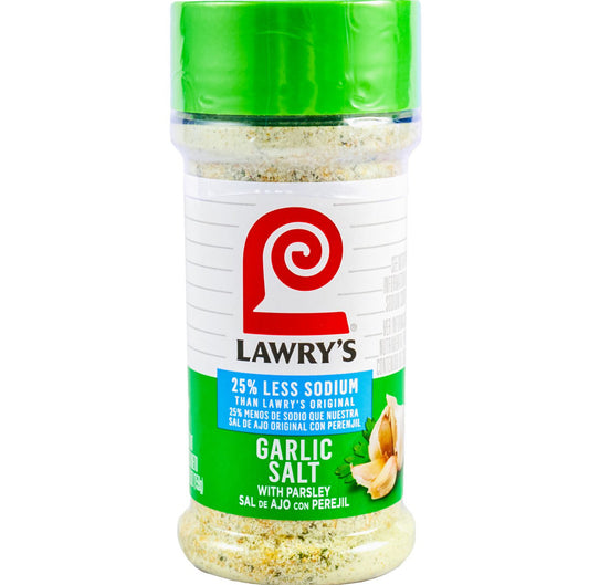 Lawry's 25% Less Sodium Garlic Salt With Parsley, 5.62 oz (Pack of 2)