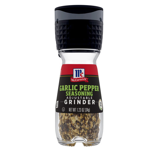 McCormick Garlic Pepper Seasoning Grinder, 1.23 oz (Pack of 2)