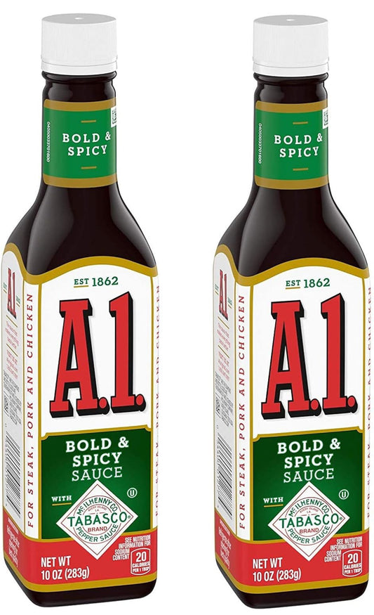 A1 Bold & Spicy Sauce with Tabasco, 10oz (Pack of 2)
