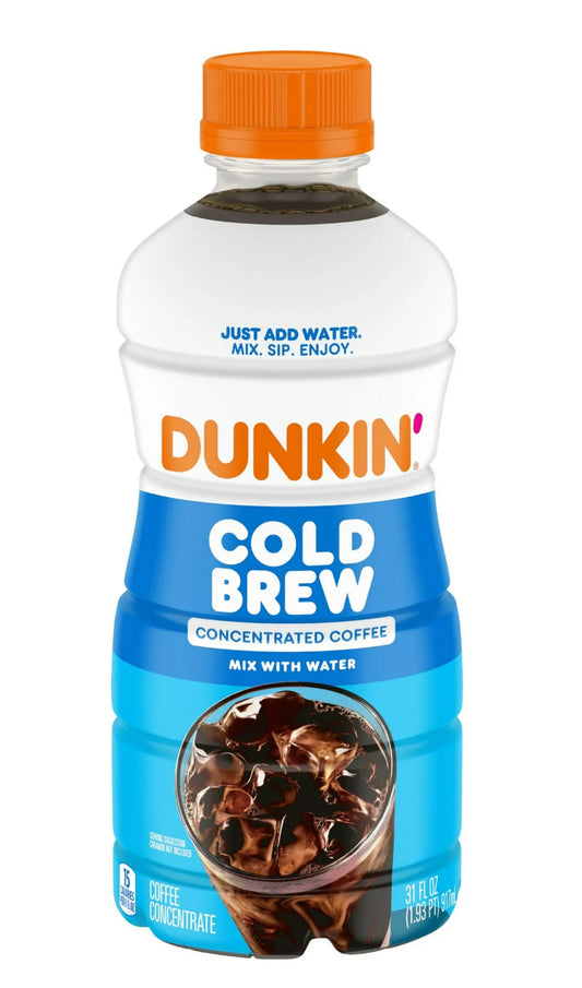 Dunkin Black Cold Brew Coffee Concentrate, 31 Oz. (Pack of 2)