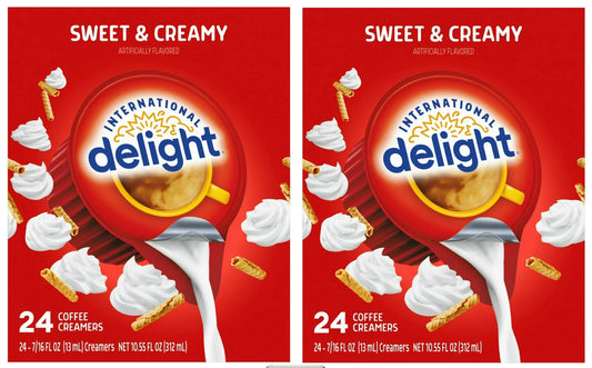 International Delight Sweet & Creamy Coffee Creamer Singles, 0.44 fl oz, 24 Count (Pack of 2)