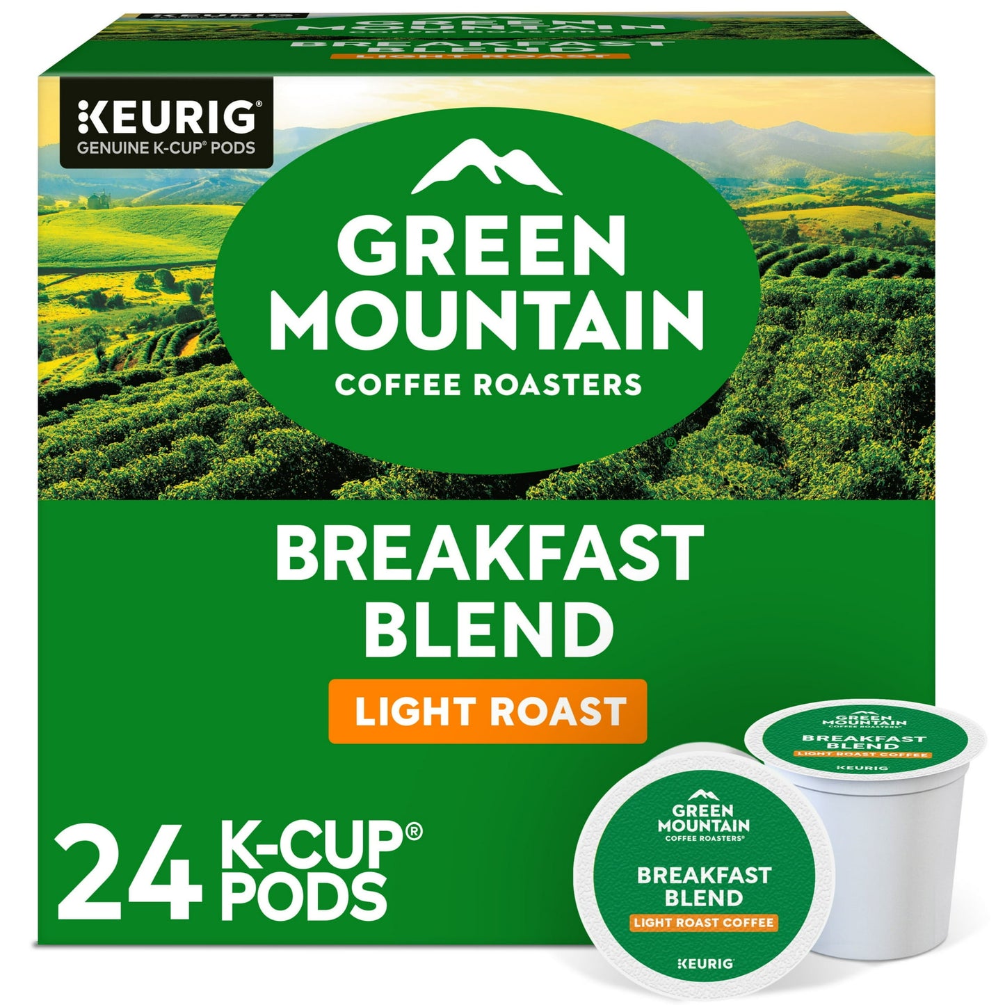 Green Mountain Coffee Roasters, Breakfast Blend Light Roast K-Cup Coffee Pods, 60 Count,18.8 oz