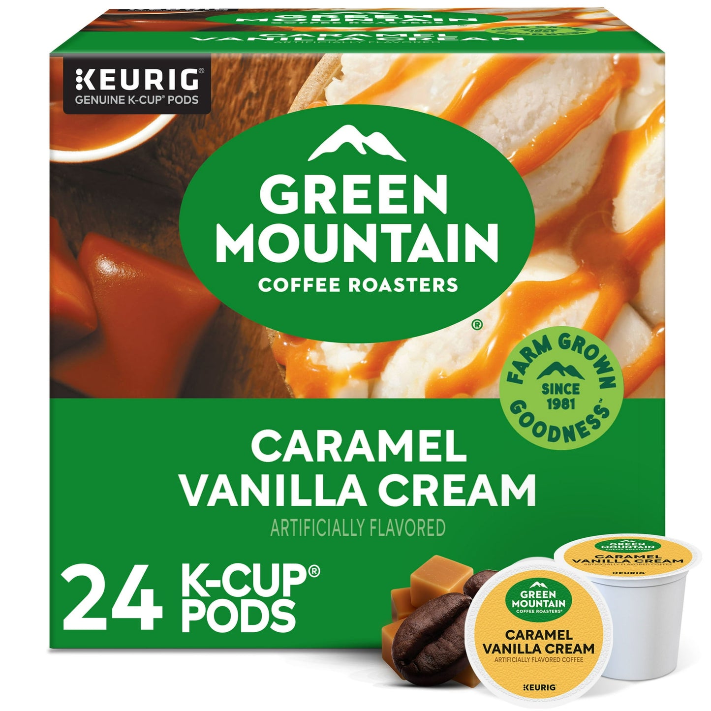 Green Mountain Coffee Roasters, Caramel Vanilla Cream Light Roast K-Cup Coffee Pods, 24 Count, 7.9 oz