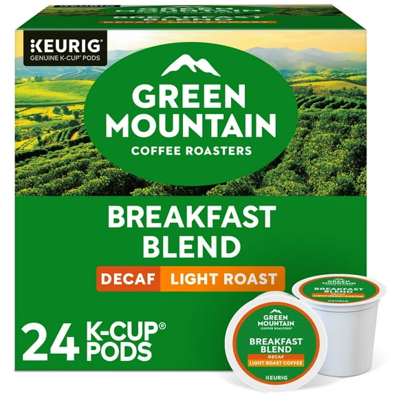 Green Mountain Coffee Roasters, Decaf Breakfast Blend Light Roast K-Cup Coffee Pods, 24 Count