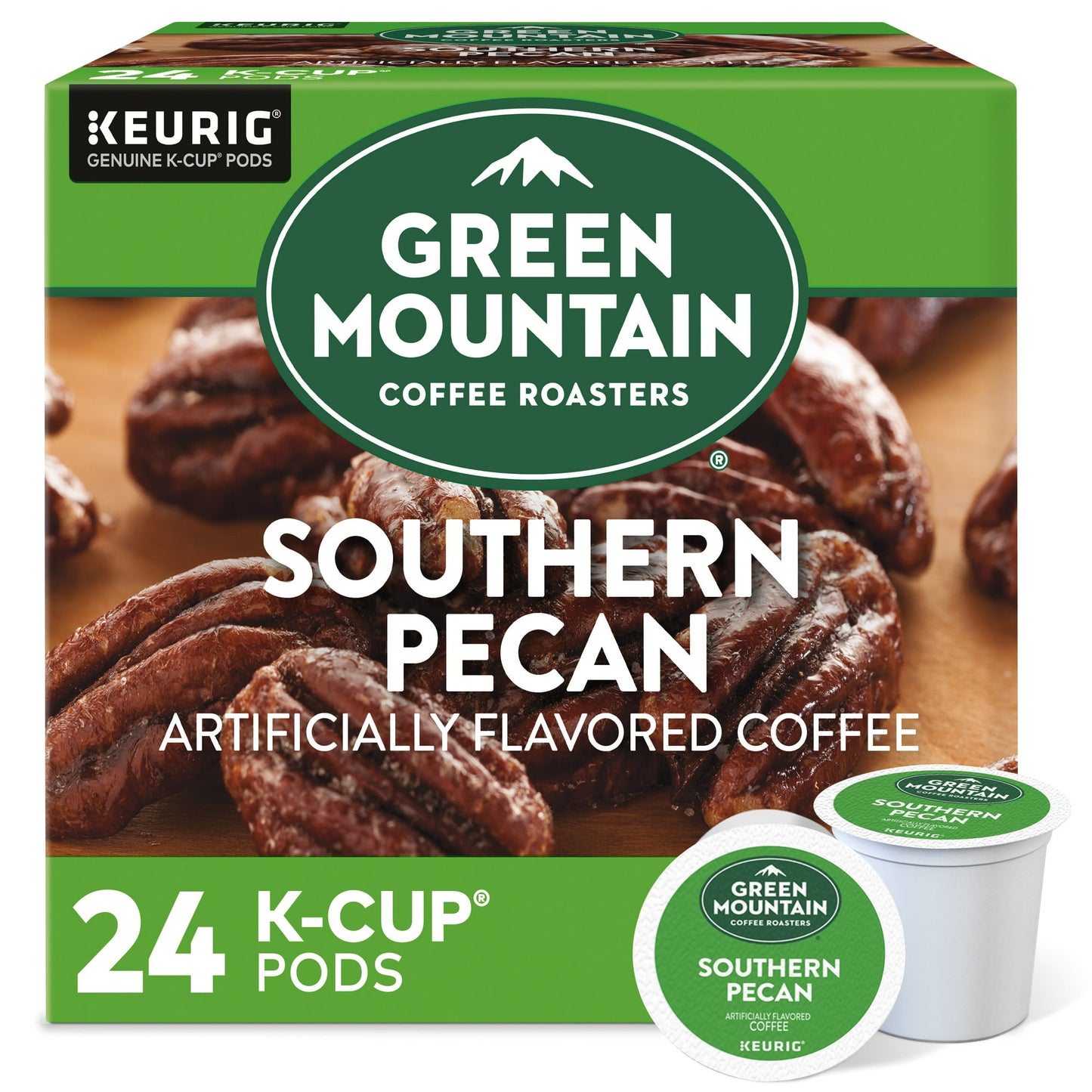 Green Mountain Coffee Southern Pecan, Flavored Keurig K-Cup Coffee Pods, Light Roast, 24 Count (Pack of 2)