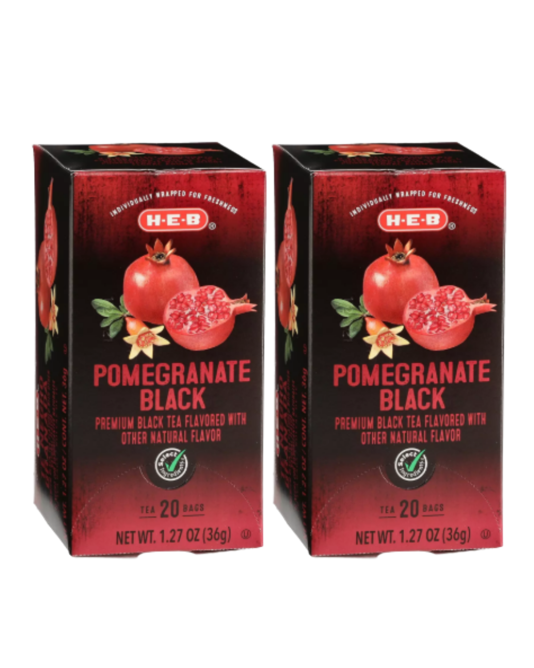 H‑E‑B Pomegranate Black Tea Bags, 20 ct, 1.27 oz (Pack of 2)