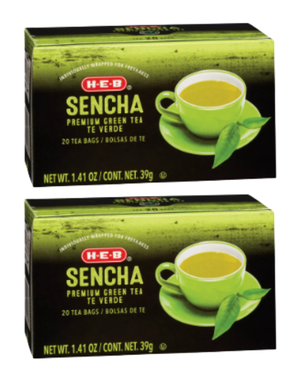 H‑E‑B Sencha Green Tea Bags, 20 ct, 1.41 oz (Pack of 2)