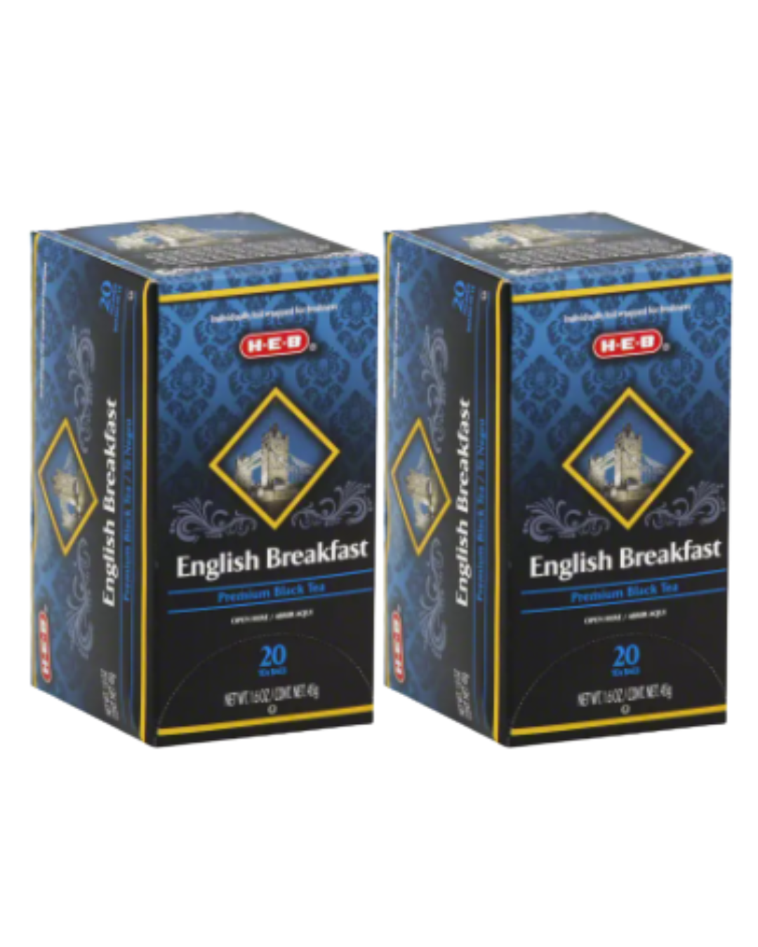 H‑E‑B English Breakfast Tea Bags, 20 ct, 1.6 oz (Pack of 2)