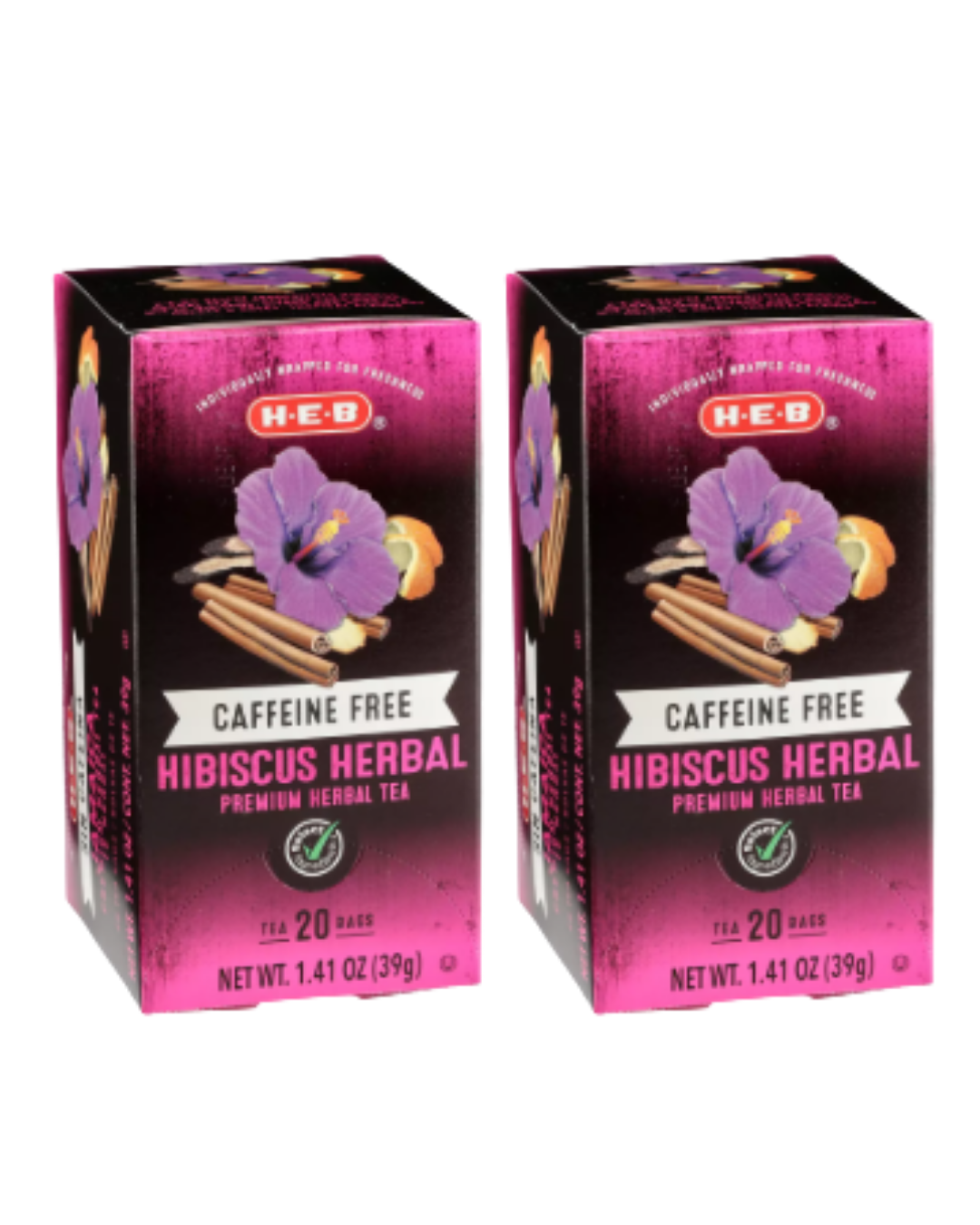 H‑E‑B Caffeine Free Hibiscus Herbal Tea Bags, 20 ct, 1.41 oz (Pack of 2)