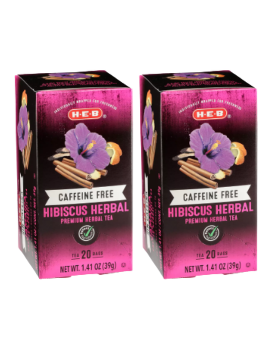 H‑E‑B Caffeine Free Hibiscus Herbal Tea Bags, 20 ct, 1.41 oz (Pack of 2)