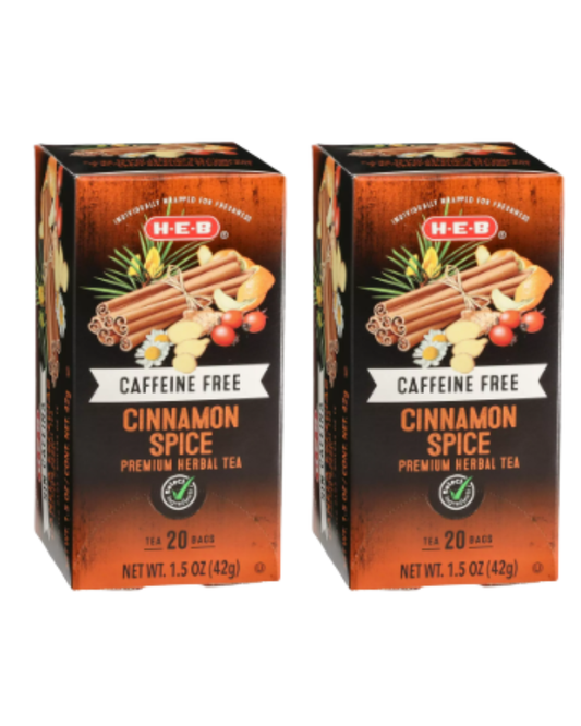 H‑E‑B Caffeine-Free Cinnamon Spice Herbal Tea Bags, 20 ct, 1.5 oz (Pack of 2)