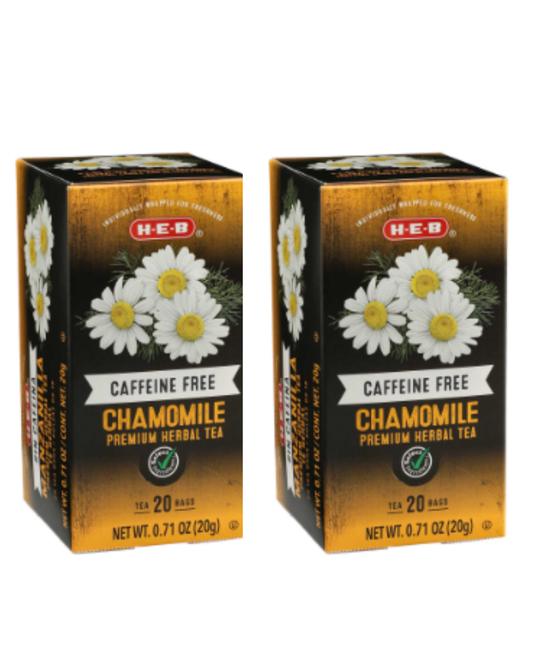 H‑E‑B Premium Caffeine Free Chamomile Herbal Tea Bags, 20 ct ,0.71 oz (Pack of 2)