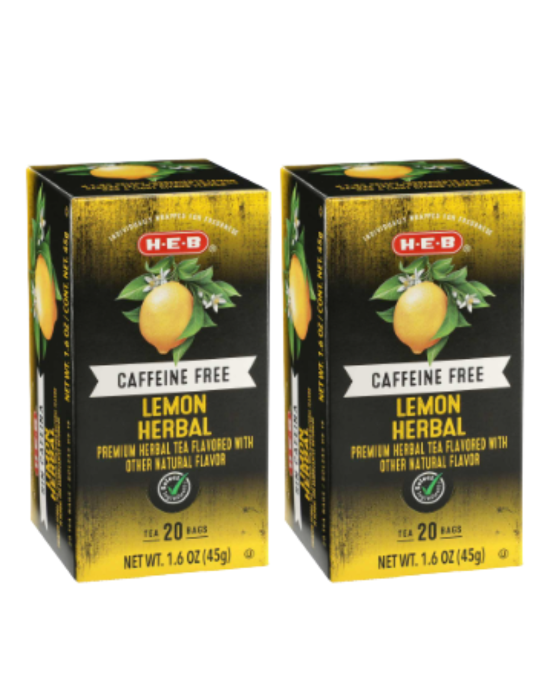 H‑E‑B Caffeine Free Lemon Herbal Tea Bags, 20 ct, 1.6 oz (Pack of 2)