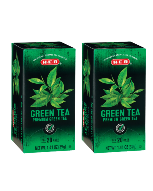 H‑E‑B Premium Green Tea Bags, 20 ct, 1.41 oz (Pack of 2)
