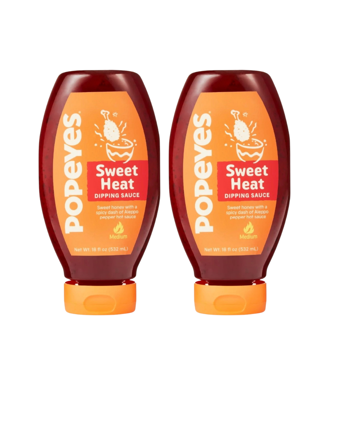 Popeyes Louisiana Kitchen Sweet Heat Dipping Sauce, 18 oz Bottle (Pack of 2)