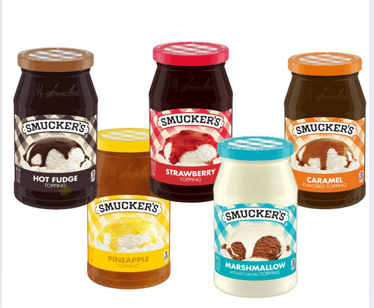 Smucker's Ice Cream Topping Variety Pack (Hot Fudge, Strawberry, Caramel, Marshmallow and Pineapple)