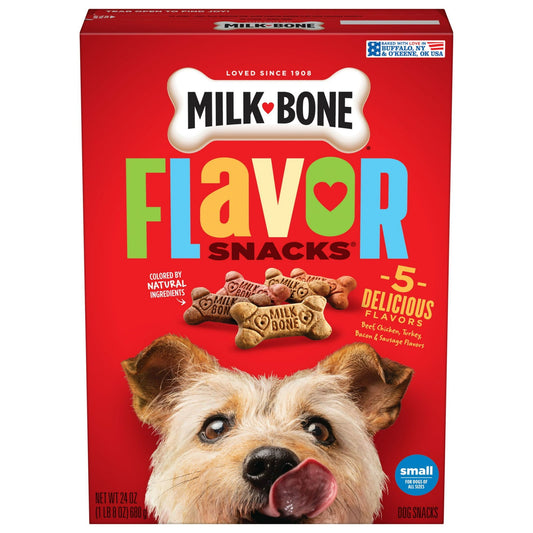 Milk Bone Flavor Snacks Small Dog Biscuits, Flavored Crunchy Dog Treats, 24 oz, Pack of 2