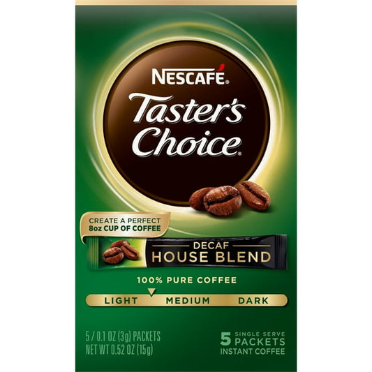 Nescafé Decaf Taster's Choice, Light Medium Roast Instant Coffee Packets, 5 Count (Pack of 5)