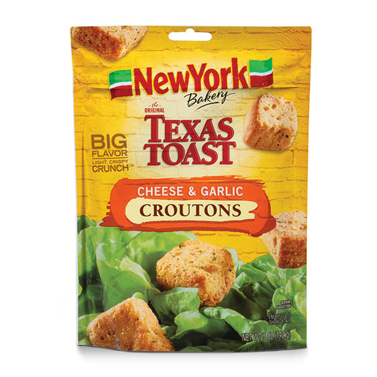 New York Bakery Texas Toast Cheese and Garlic Croutons, 5 oz Bag (Pack of 2)