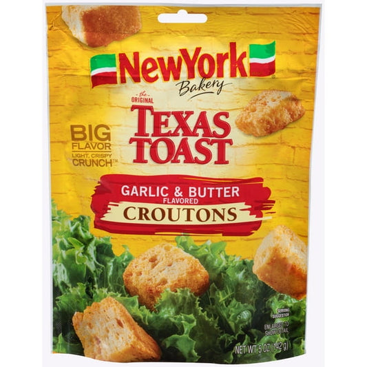 New York Bakery Texas Toast Garlic and Butter Croutons, 5 oz Bag (Pack of 2)