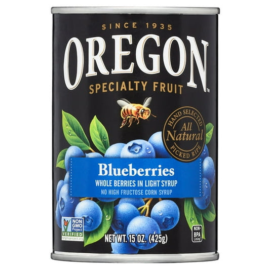 Oregon Fruit Canned Blueberries in Light Syrup, 15 oz Can