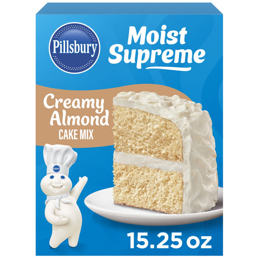 Pillsbury Moist Supreme Creamy Almond Cake Mix, 15.25 oz Box, Pack of 2