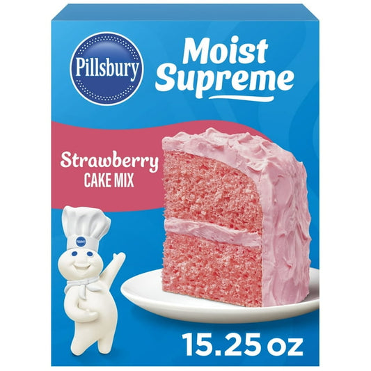 Pillsbury Moist Supreme Strawberry Cake Mix, 15.25 oz Box, Pack of 2