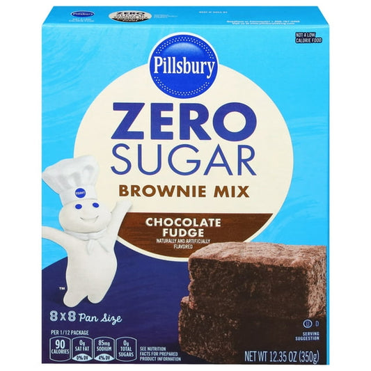 Pillsbury Zero Sugar Chocolate Fudge Flavored Brownie Mix, 12.35 oz Box, Pack of 2