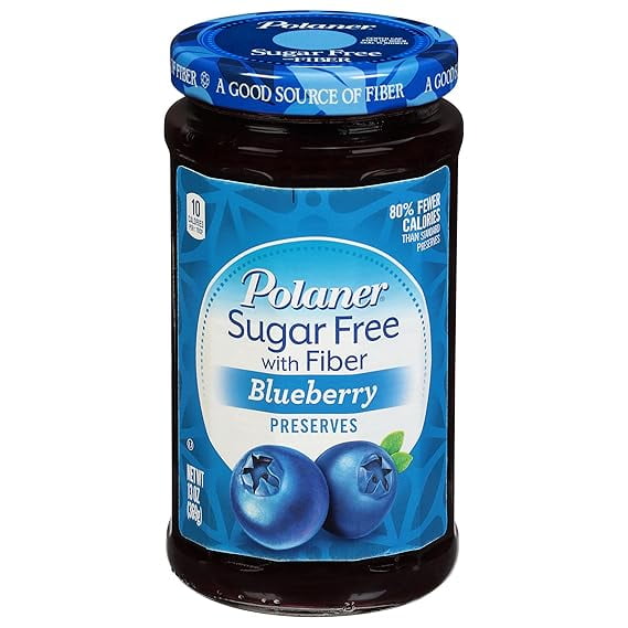 Polaner Sugar-Free Jam Variety Pack with Fiber - 3 Delicious Flavors (Seedless Raspberry, Blueberry, and Strawberry) 13.5 oz