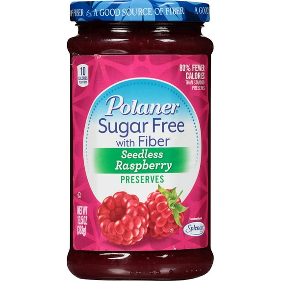 Polaner Sugar-Free Jam Variety Pack with Fiber - 3 Delicious Flavors (Seedless Raspberry, Blueberry, and Strawberry) 13.5 oz