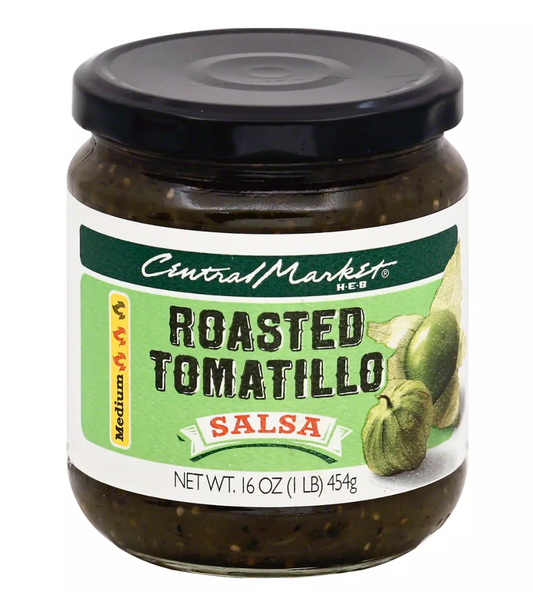 Central Market Roasted Tomatillo Medium Salsa, 16 oz (Pack of 2)