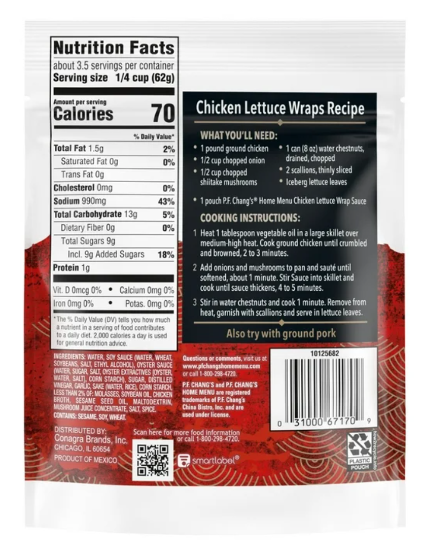 P.F. Chang's Home Menu Chicken Lettuce Wrap Cooking Sauce and Marinade, 8 oz (Pack of 4)