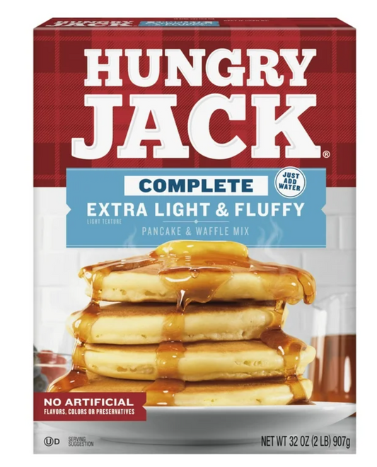 Hungry Jack Complete Extra Light and Fluffy Pancake Mix and Waffle Mix, 32 oz Box (Pack of 2)