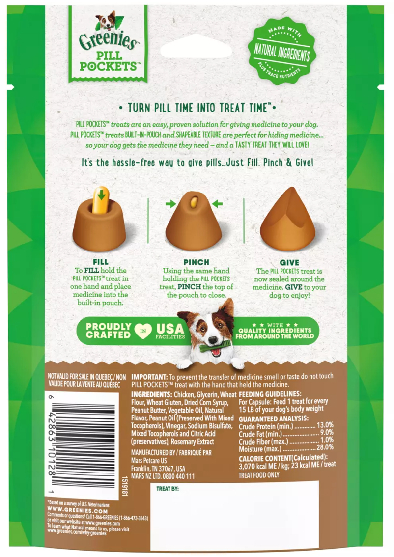 Greenies Pill Pockets for Dogs - Real Peanut Butter Flavor (Pack of 2)