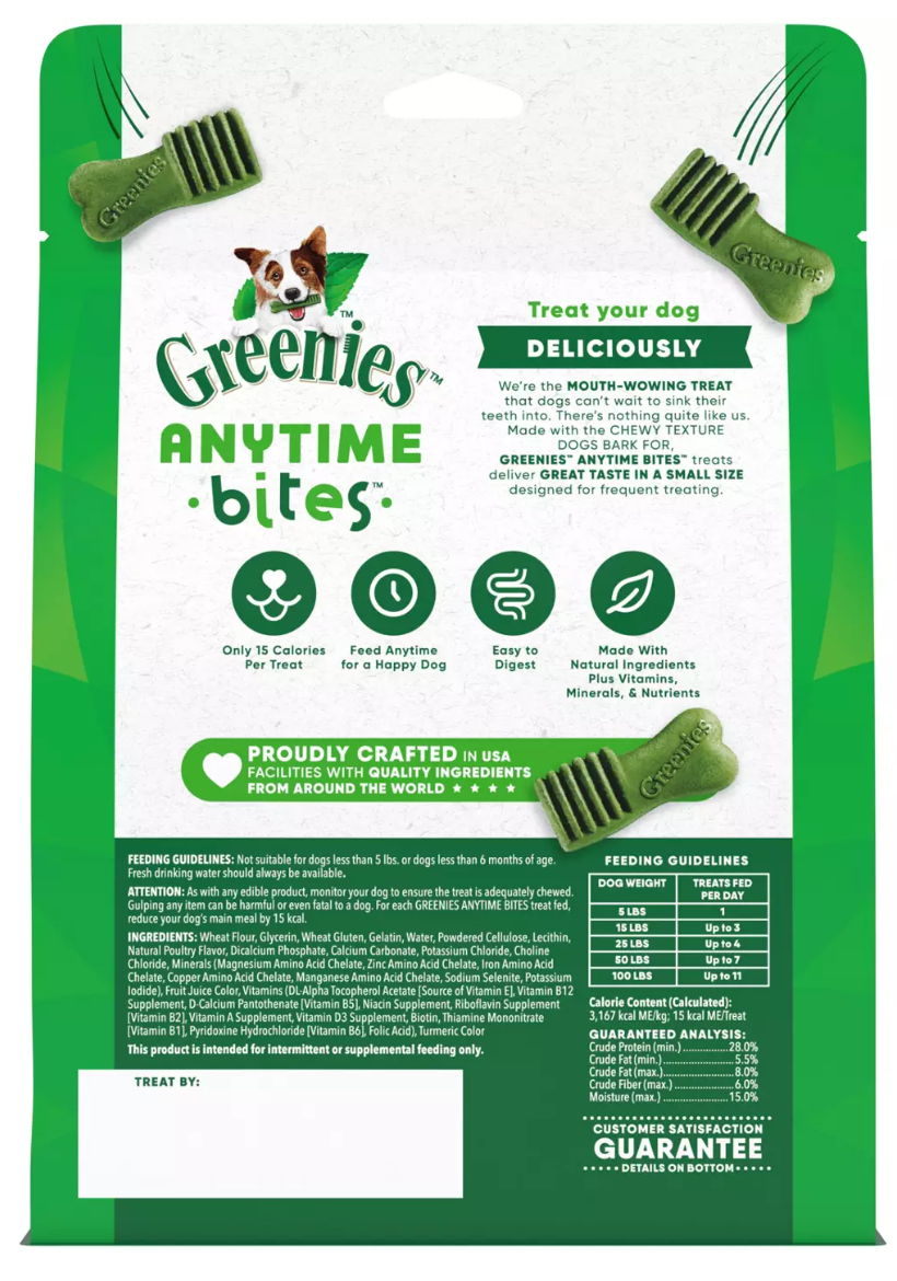 GREENIES Anytime Bites Dental Care Dog Treats - Original Flavor, 65ct (Pack of 2)