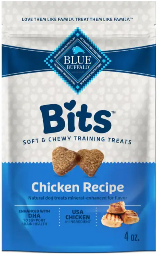 Blue Buffalo Bits Soft Dog Treats for Training, Enhanced with DHA, 4oz. Bag (Pack of 2)