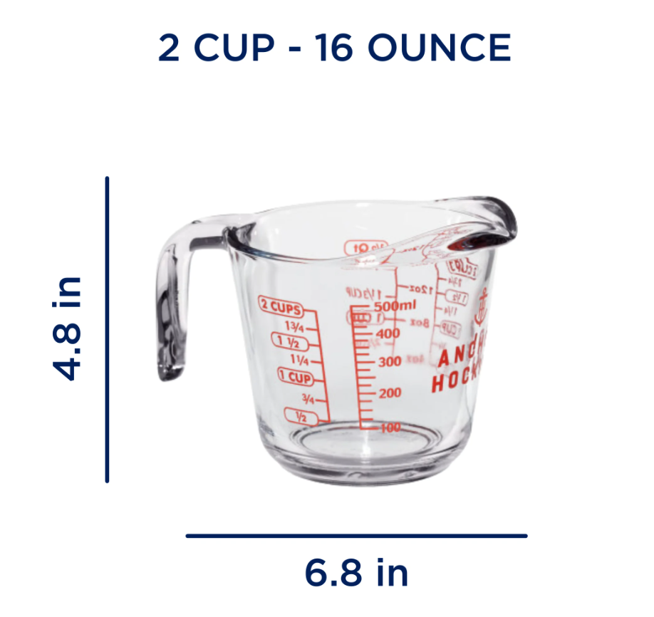 Anchor Hocking Glass Measuring Cup, 2 Cup
